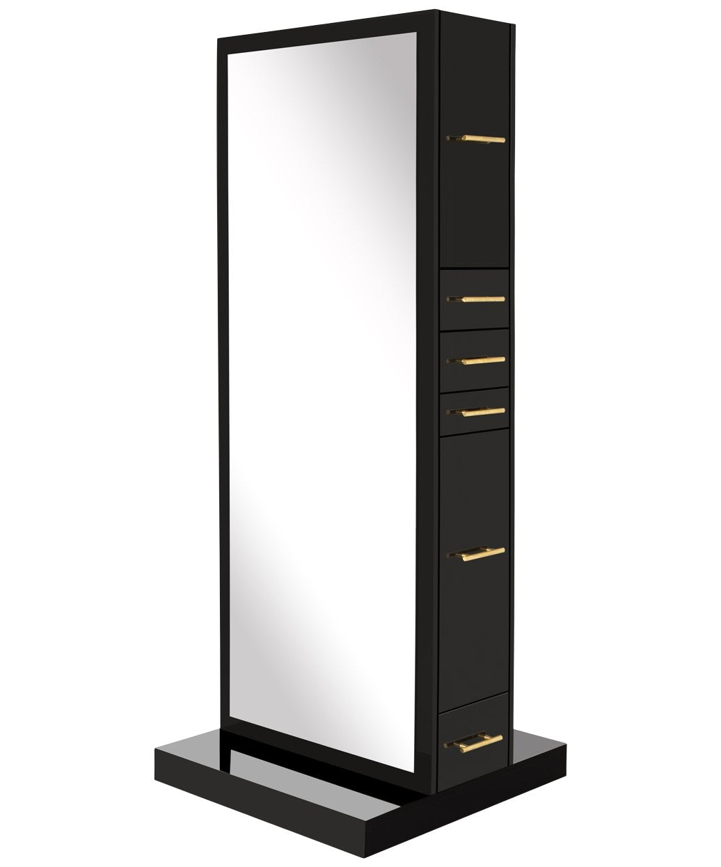 Modena Double-Sided Styling Station – Black Gloss Finish with Gold Hardware