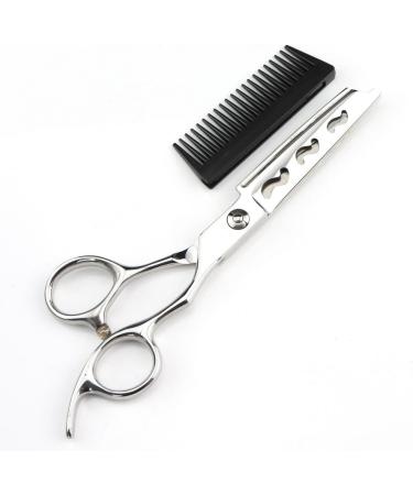 Hair Cutting Scissors 6 Inch Professional Steel Hollow 2 in 1 Hair Scissors with Comb Haircut Barber Hair Cutting Shears Hairdressing Scissors One Color