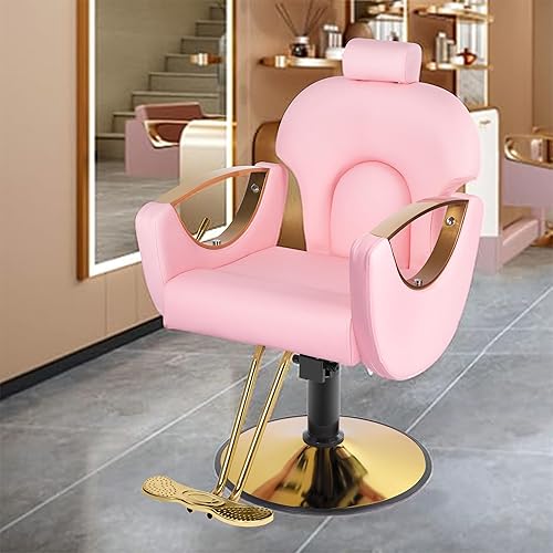Blush Belle Styling Chair – Pink Upholstery with Gold Base Accents